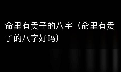 命里有贵子的八字（命里有贵子的八字好吗）