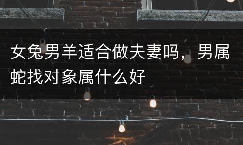 女兔男羊适合做夫妻吗，男属蛇找对象属什么好