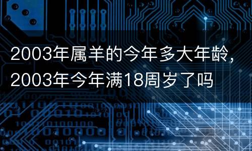 2003年属羊的今年多大年龄，2003年今年满18周岁了吗