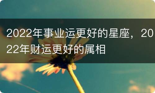 2022年事业运更好的星座，2022年财运更好的属相