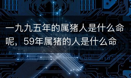 一九九五年的属猪人是什么命呢，59年属猪的人是什么命