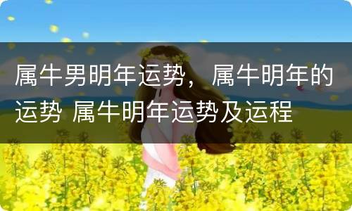 属牛男明年运势，属牛明年的运势 属牛明年运势及运程