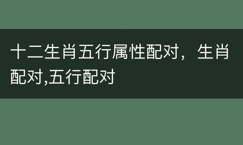 十二生肖五行属性配对，生肖配对,五行配对