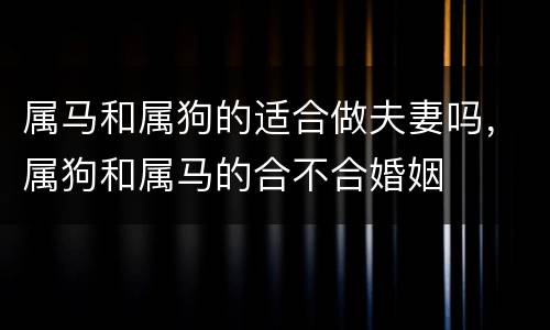 属马和属狗的适合做夫妻吗，属狗和属马的合不合婚姻