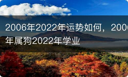2006年2022年运势如何，2006年属狗2022年学业