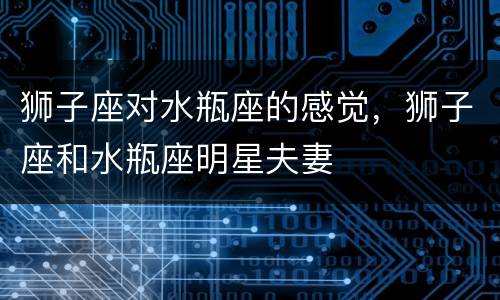 狮子座对水瓶座的感觉，狮子座和水瓶座明星夫妻