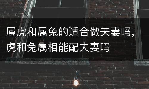 属虎和属兔的适合做夫妻吗，虎和兔属相能配夫妻吗