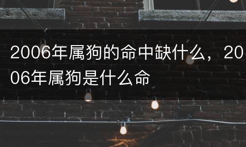 2006年属狗的命中缺什么，2006年属狗是什么命