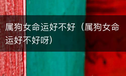 属狗女命运好不好（属狗女命运好不好呀）
