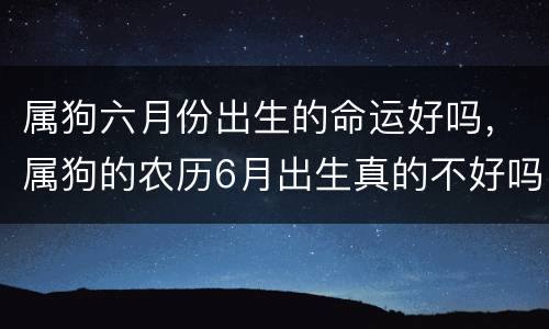 属狗六月份出生的命运好吗，属狗的农历6月出生真的不好吗