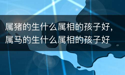 属猪的生什么属相的孩子好，属马的生什么属相的孩子好