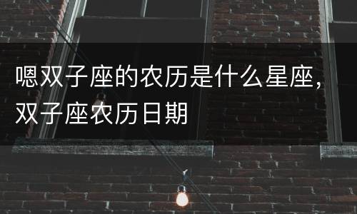 嗯双子座的农历是什么星座，双子座农历日期