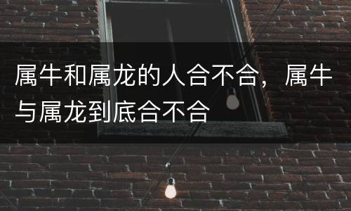 属牛和属龙的人合不合，属牛与属龙到底合不合