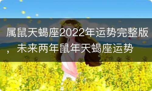 属鼠天蝎座2022年运势完整版，未来两年鼠年天蝎座运势