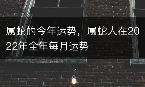 属蛇的今年运势，属蛇人在2022年全年每月运势