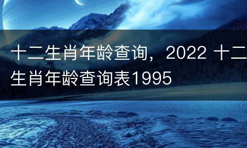 十二生肖年龄查询，2022 十二生肖年龄查询表1995