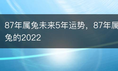 87年属兔未来5年运势，87年属兔的2022