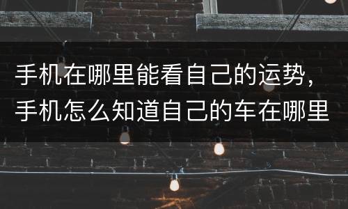 手机在哪里能看自己的运势，手机怎么知道自己的车在哪里