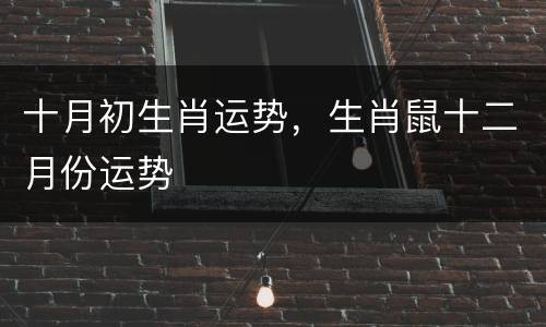 十月初生肖运势，生肖鼠十二月份运势