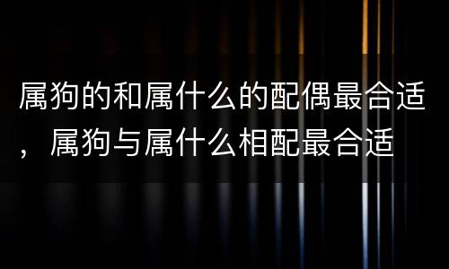 属狗的和属什么的配偶最合适，属狗与属什么相配最合适