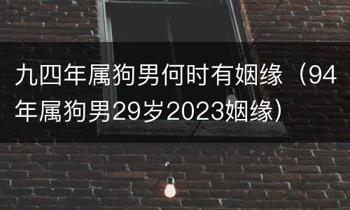 九四年属狗男何时有姻缘（94年属狗男29岁2023姻缘）
