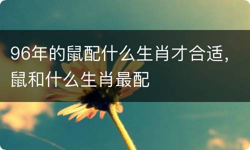96年的鼠配什么生肖才合适，鼠和什么生肖最配