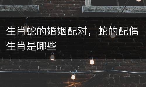 生肖蛇的婚姻配对，蛇的配偶生肖是哪些