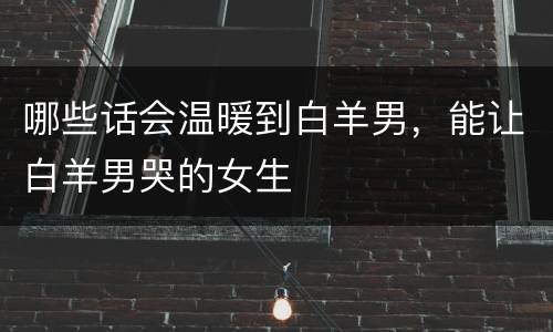 哪些话会温暖到白羊男，能让白羊男哭的女生