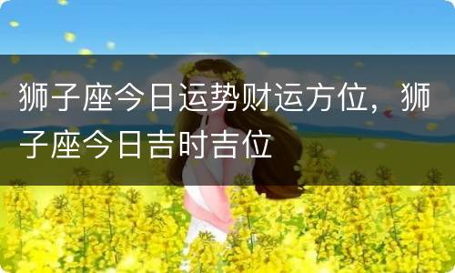 狮子座今日运势财运方位，狮子座今日吉时吉位