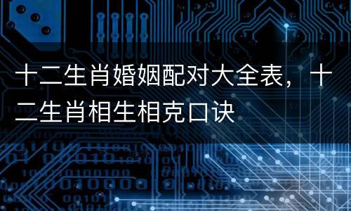 十二生肖婚姻配对大全表，十二生肖相生相克口诀
