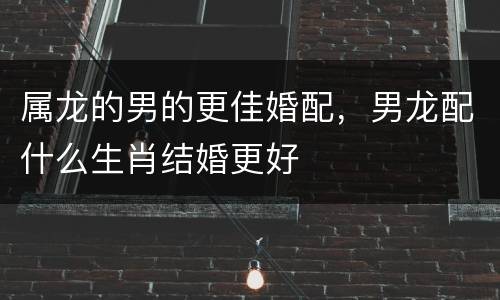 属龙的男的更佳婚配，男龙配什么生肖结婚更好