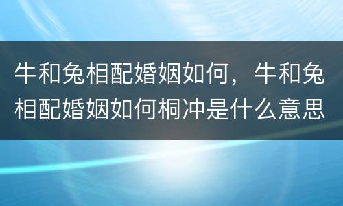 牛和兔相配婚姻如何，牛和兔相配婚姻如何桐冲是什么意思