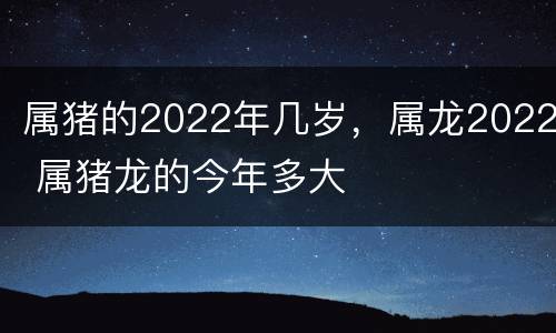 属猪的2022年几岁，属龙2022 属猪龙的今年多大