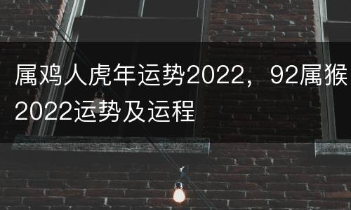 属鸡人虎年运势2022，92属猴2022运势及运程