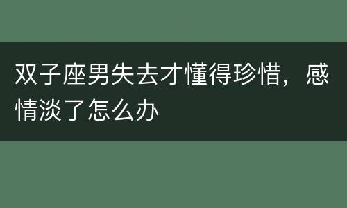 双子座男失去才懂得珍惜，感情淡了怎么办