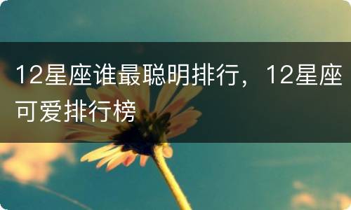 12星座谁最聪明排行，12星座可爱排行榜