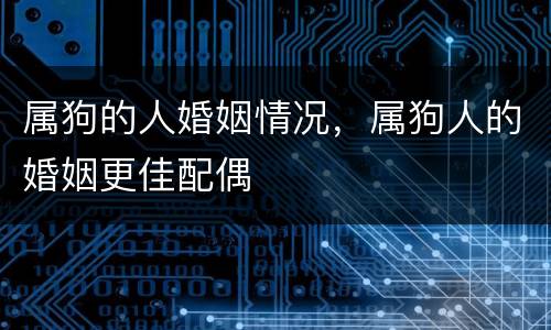 属狗的人婚姻情况，属狗人的婚姻更佳配偶