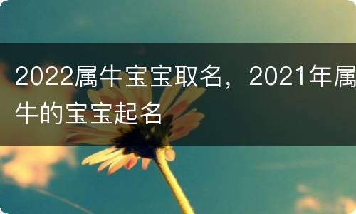 2022属牛宝宝取名，2021年属牛的宝宝起名