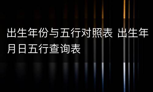 出生年份与五行对照表 出生年月日五行查询表