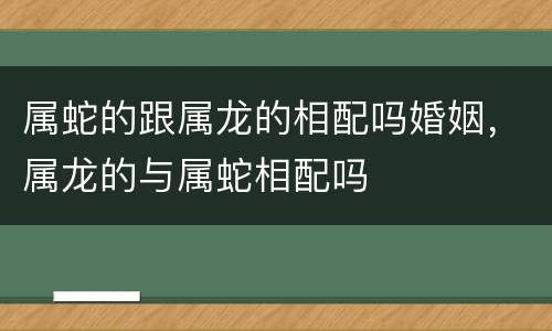 属蛇的跟属龙的相配吗婚姻，属龙的与属蛇相配吗