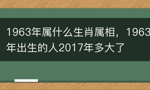 1963年属什么生肖属相，1963年出生的人2017年多大了