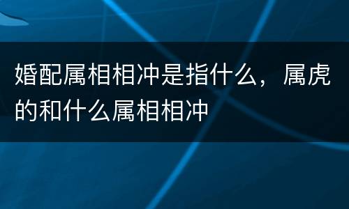 婚配属相相冲是指什么，属虎的和什么属相相冲