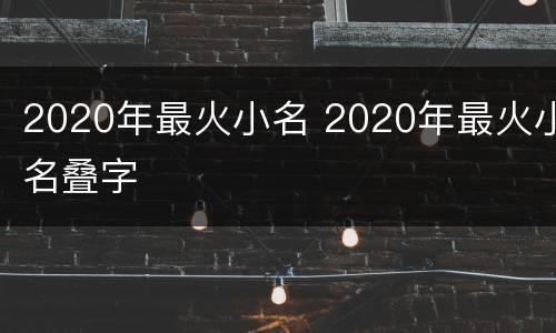 2020年最火小名 2020年最火小名叠字