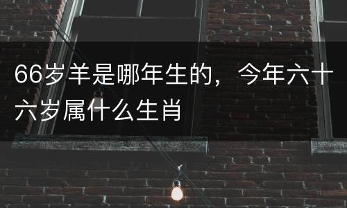 66岁羊是哪年生的，今年六十六岁属什么生肖