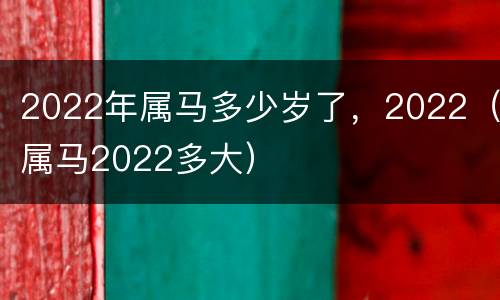 2022年属马多少岁了，2022（属马2022多大）