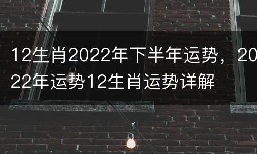 12生肖2022年下半年运势，2022年运势12生肖运势详解