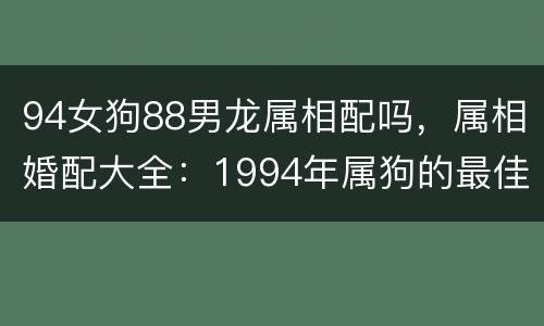 94女狗88男龙属相配吗，属相婚配大全：1994年属狗的最佳