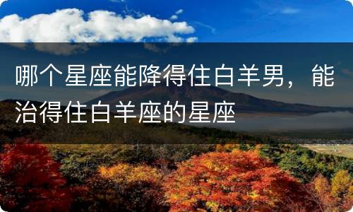 哪个星座能降得住白羊男，能治得住白羊座的星座