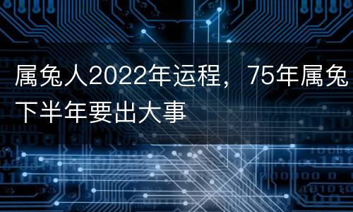 属兔人2022年运程，75年属兔下半年要出大事
