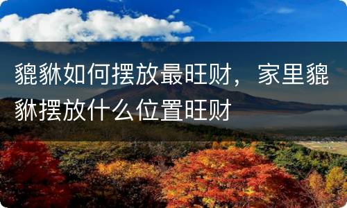 貔貅如何摆放最旺财，家里貔貅摆放什么位置旺财